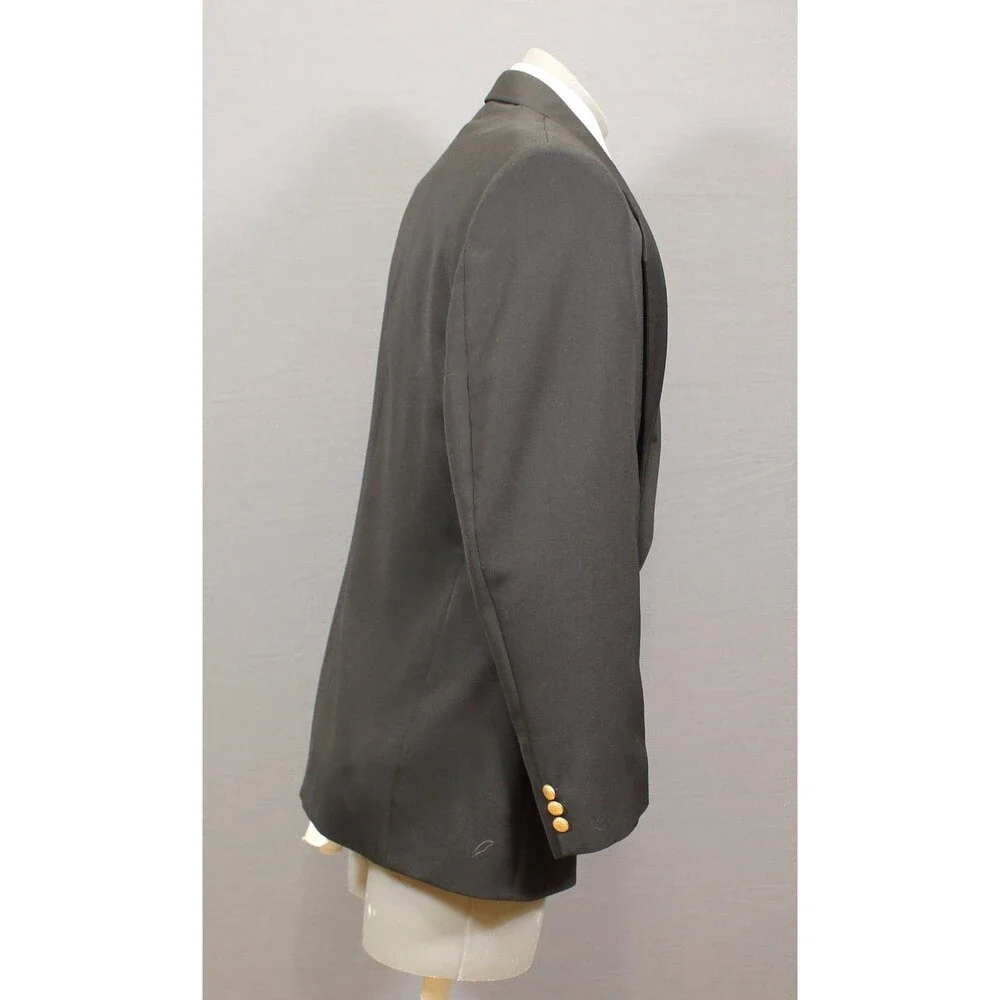 Givenchy BlazerBlack Gold Buttons Wool 2 Btn Vintage 42R Made in USA